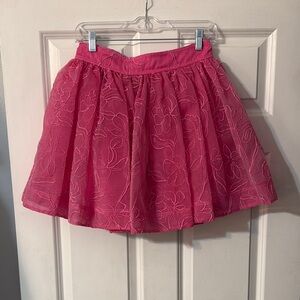 Aje Pink Floral Embroidered Skirt